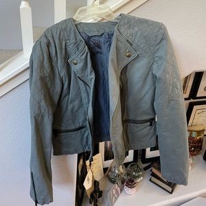 GAP Quilted Green/Gray Moto Jacket Size 2 Petite